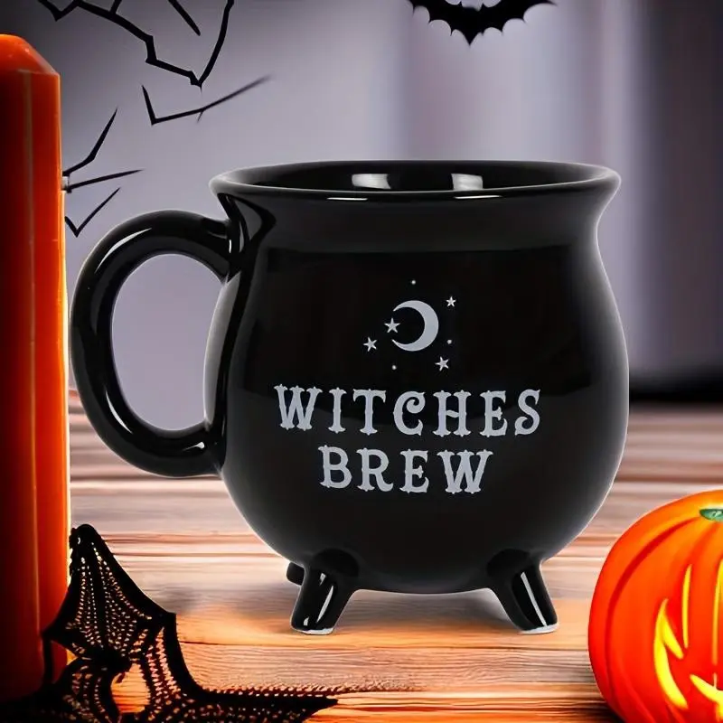 Halloween Magic Witch Crucible Mug, Witch Potion Coffee Tea Cup, Ceramic Mug, Perfect Halloween Gift for Witches & Wizards, Unique Party Favor