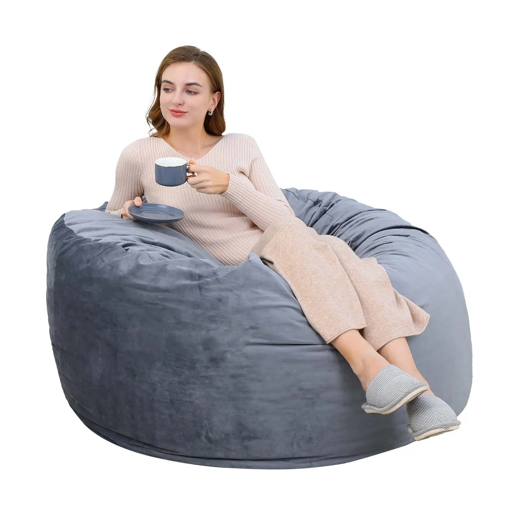 GARVEEGiant Bean Bag Chair with Memory Foam + High-Rebound + Dutch Velvet Cover + Plush & Soft Fabric + 4 Ft Size + Perfect for Relaxing & Reading