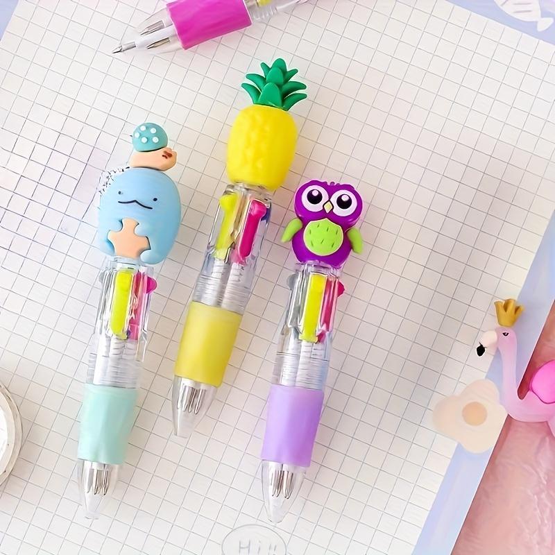 Random Color Cute Cartoon Design Retractable Ballpoint Pen, 10/20pcs Portable Easy To Hold Round Body Ballpoint Pen, Writing Pen for Office & School Writing Stationery