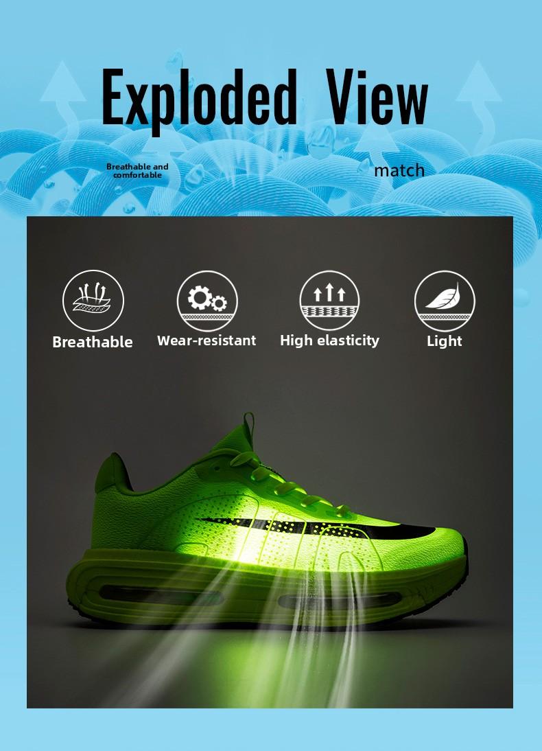 New Air Cushion Couple Running Shoes for Men Women Gore-Tex Technology Comfortable Stylish Design Neon Yellow & Black Shoes with Air Cushion Technology for Daily Wear or Light Activities air cushion sole