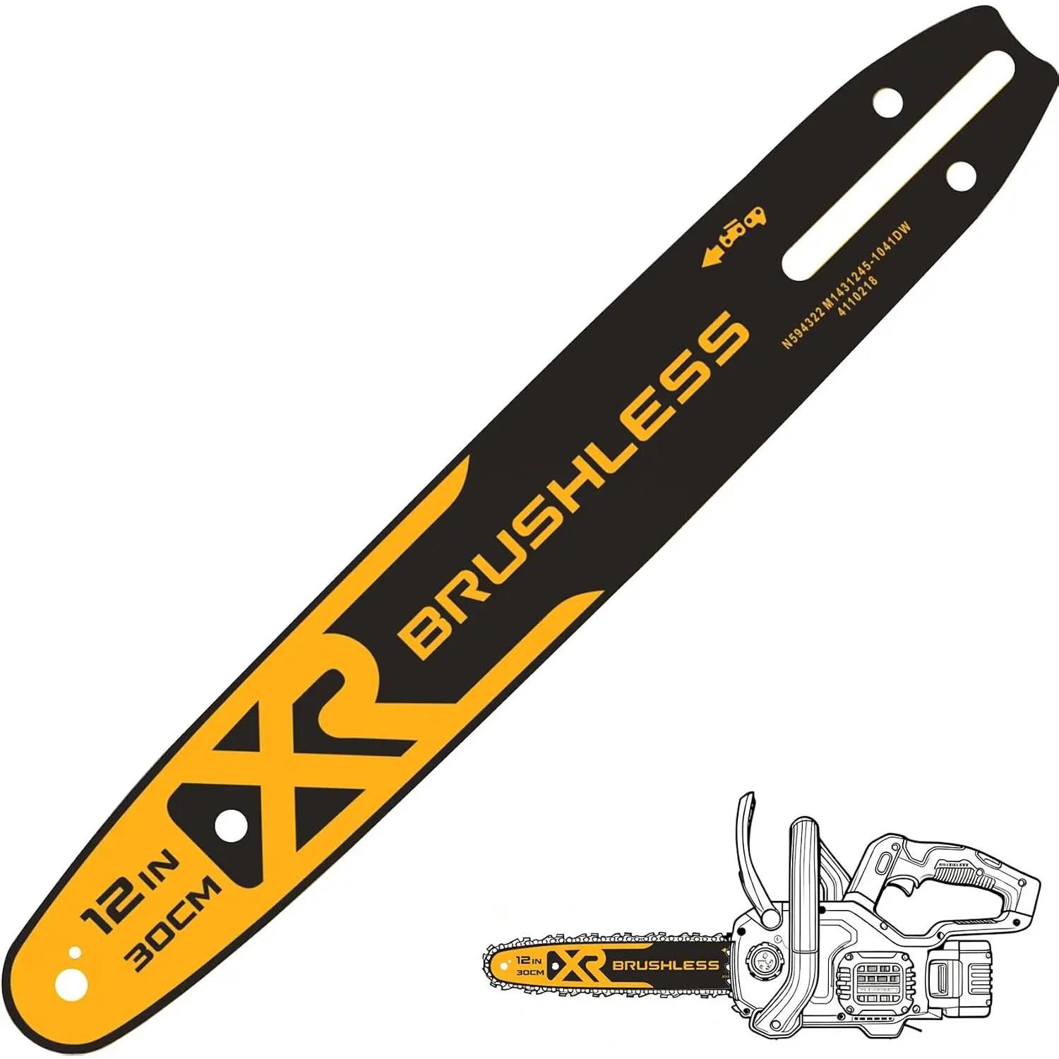 12 Inch  Bar for  20V & 60V Cordless Chainsaws, Chain  Bar  for DCCS620B, DCCS620P1, DCCS621, DCCS673 Series ( No. DWZCSB12)