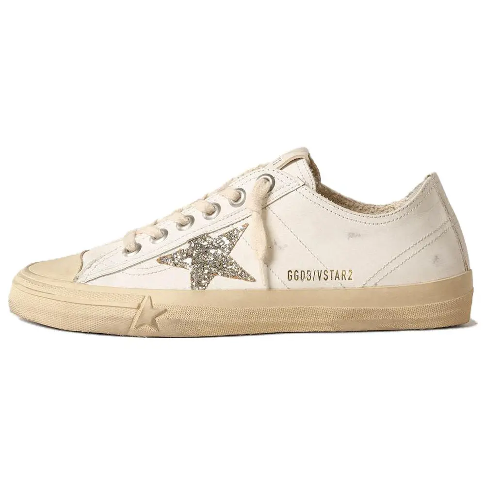 Women's Golden Goose V-Star Classic Leather Round-Toe Lace-Up Low-Top Rubber Trainer Sneakers - White Casual Footwear, Maison Mihara Verifiable with Credentials & Global Authentication Support