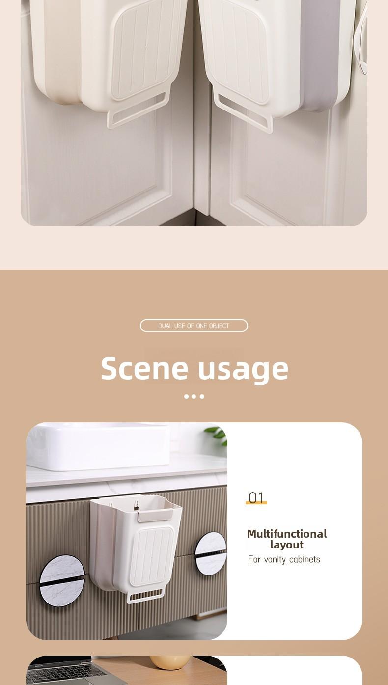 Foldable Trash Can for Home Kitchen Cabinet Hanging Garbage Storage Thickened Large Caliber Multifunctional Trash Can