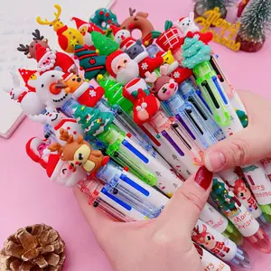 10/20/30pcs 0.5mm Christmas 6 Color Ballpoint Pen Cartoon Santa Claus Ten Color Press Color Hand Account Pen Prize Back To School Season