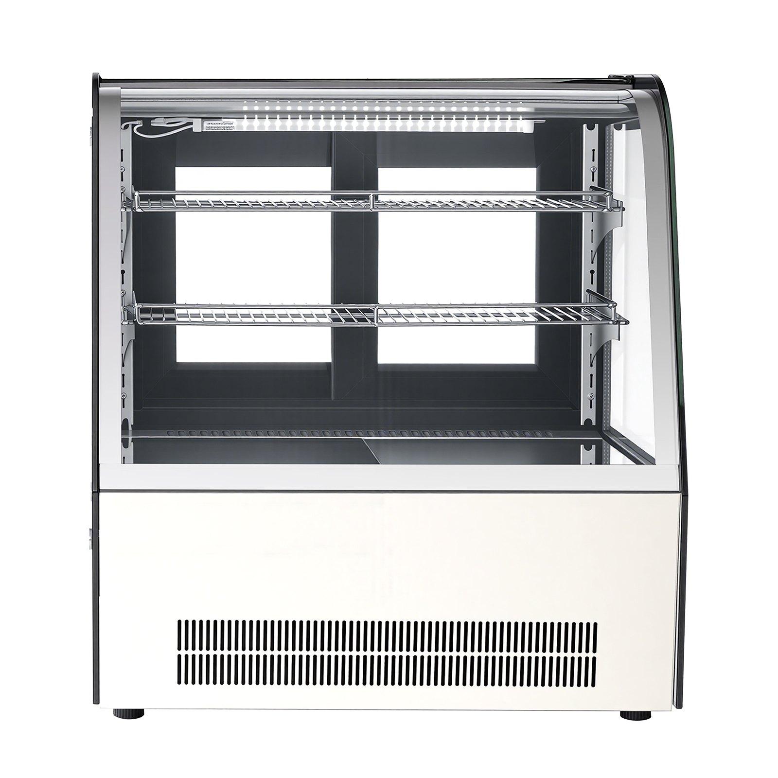 VEVOR Refrigerated Display Case, 4.2 Cu.Ft./105L Countertop Pastry Display Case, 2-Tier Commercial Cake Refrigerator with LED Lighting, TURBO Cooling, Frost-Free Air-Cooling, for Bakery, Dessert Shop