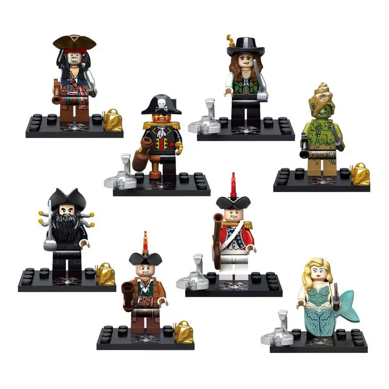 Navy Pirates Mini Blocks Captain Jack Sparrow Caribbean Figure Toys Classic Movie Figures Mini Bricks Toys Kids Gifts