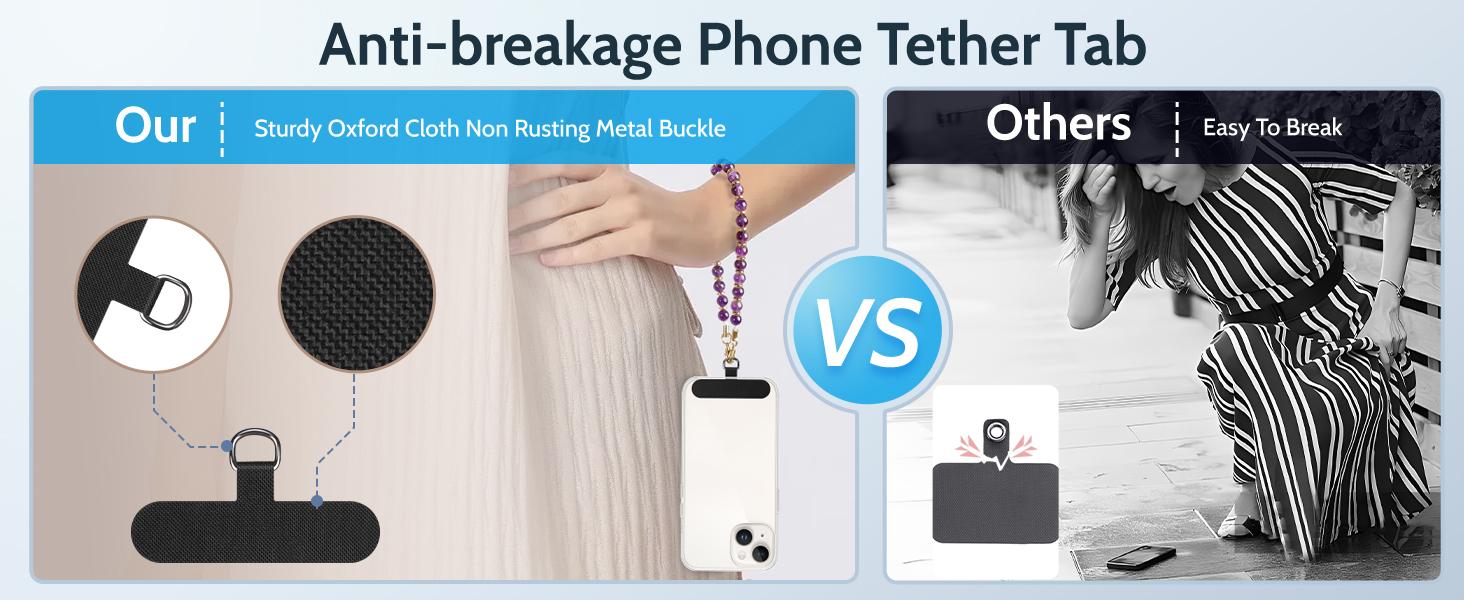 2 Pack Tether Tab Patches for Phone Lanyard Compatible with iPhone & All Smartphones