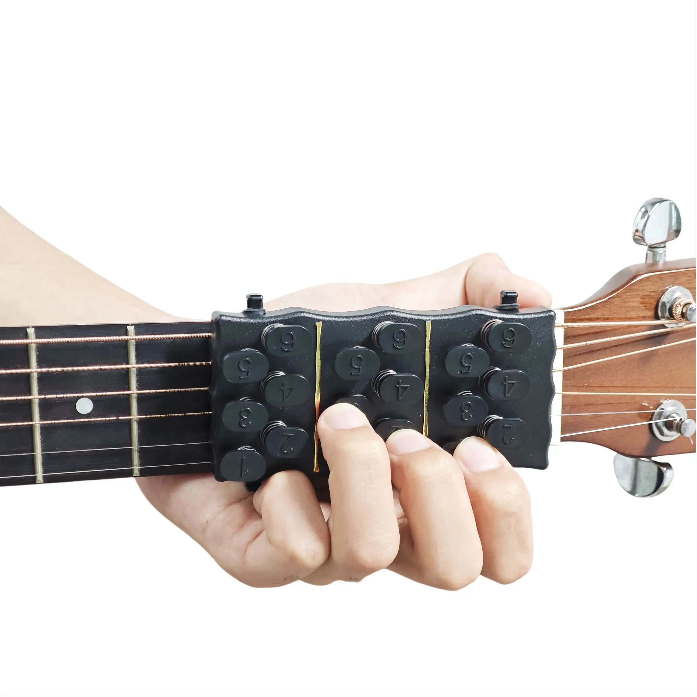 Guitar Chord Press Helper for Beginners, One-Key Chord Trainer to Relieve Finger Pain, Acoustic Guitar Learning Accessory