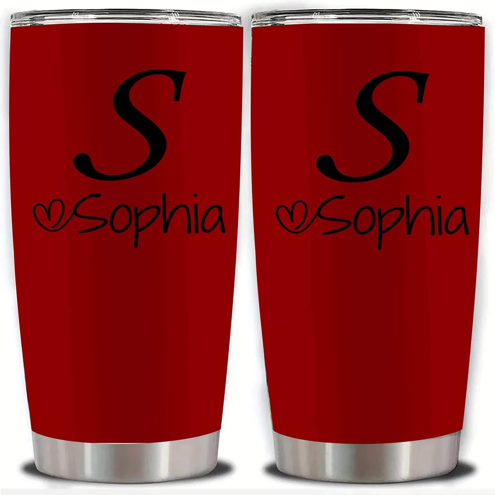 Personalized Stainless Steel Tumbler 20oz - Custom Name/Initials/Text - Double-Wall Insulated Cup with Leakproof Lid & Elegant Cursive Lettering - White with Black Lettering - Ideal Gift for Valentine's, Birthday, Office, Travel - Ideal for Her, Him, Boss
