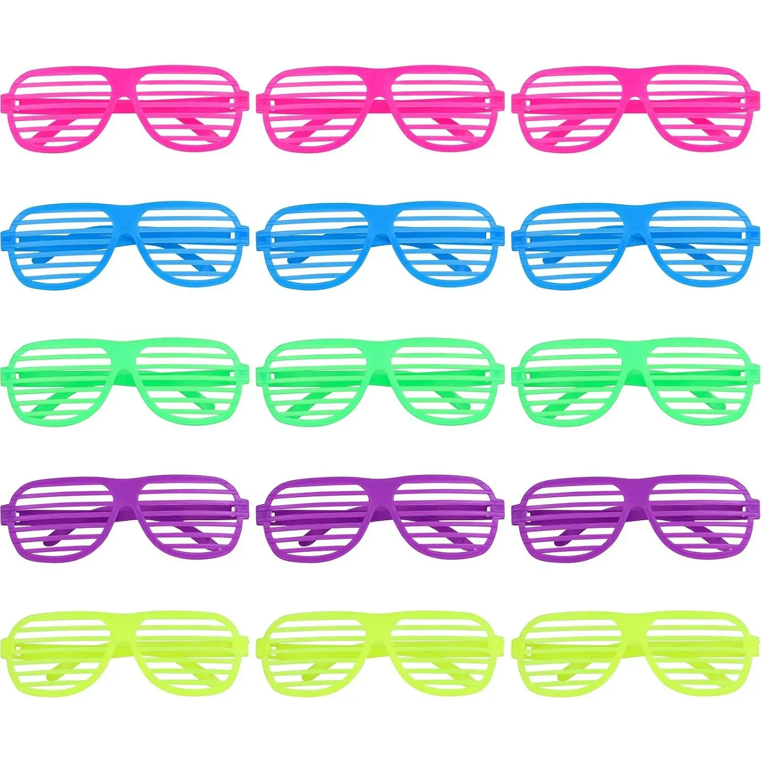 15 Pack Shutter Shades Glasses 80s 90s Party Favors Plastic Glasses For  Adults Neon Party Sunglasses, Birthday Wedding Concerts Carnival Pool School Party Supplies