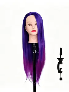 26-Inch Synthetic Fiber Mannequin Head, Long Hair for Daily Braiding, Beginner Hairstyling Practice, No Heat Styling, Includes Stand