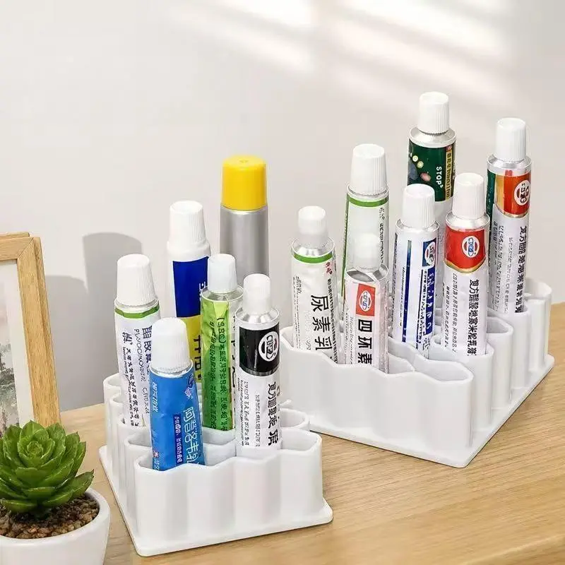 Ointment Organizer Box, 32-Compartment Vertical Storage Tray, Labeled Dividers, Multi-Layer Desktop Organizer, Durable, Space-Saving