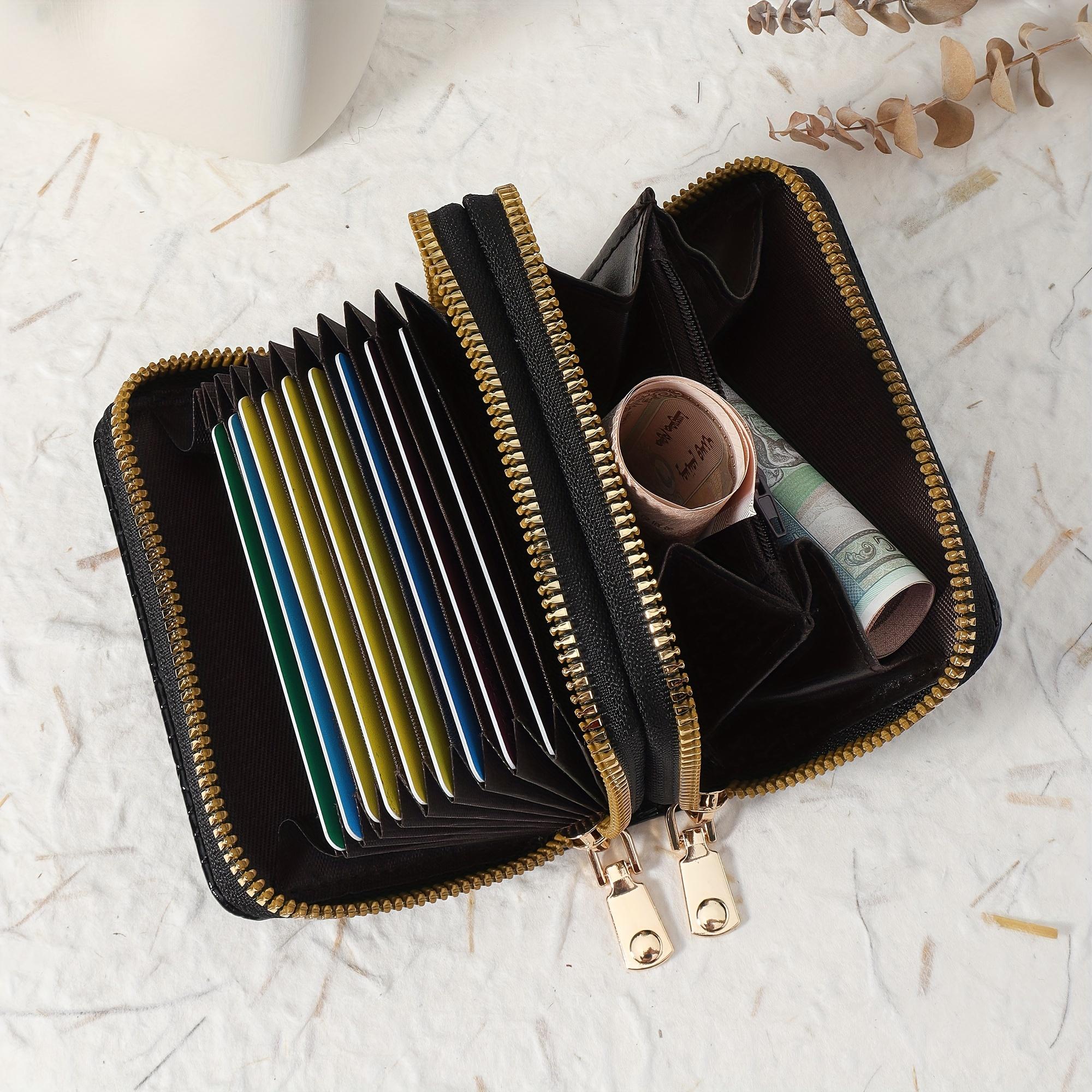 Women's simple double-zipper short wallet, fashionable zippered coin purse, high-quality credit card holder, simple and casual with multiple card slots tote bag handbags luxury designer crossbody women shoulder real