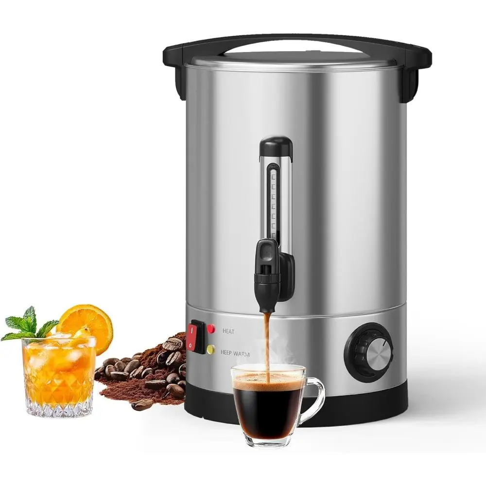 Commercial Stainless Steel Coffee Urn - 70-Cup Coffee Equipment, 10L/2.6Gal Large Capacity, Double Wall Insulation, Detachable Thermal Carafe for Wedding, Catering