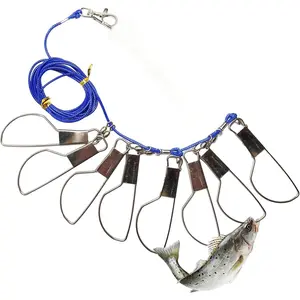 Fish Stringer,Fishing Stringer Set, 16ft Fish Holder Rope with 8 Rotating Snap Locks and Ground Anchor, Heavy Duty Fish Lock for Trout, Perch, Bass, Saltwater or Freshwater Use