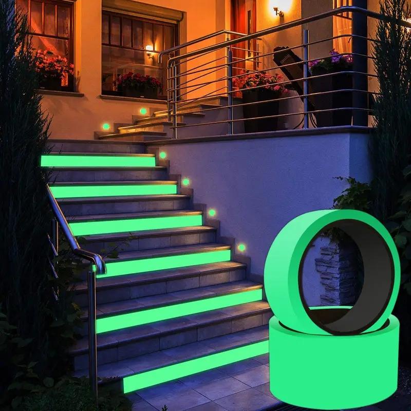 Glow in The Dark Warning Self Adhesive Tape, 1 Roll Outdoor Decoration Fluorescent Non-slip Tape, Luminous Sticker for Stairs, Floors, Stages, Room Decor