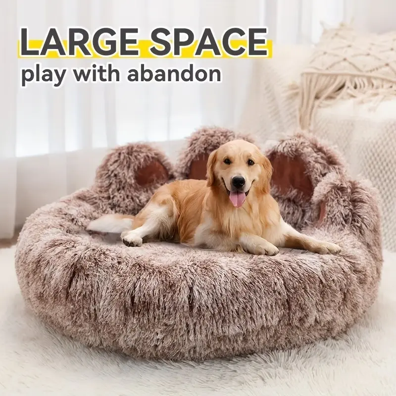 1 pcs cute long-haired pet bed, bear paw dog bed, warm, plush and thickened deep sleep cat bed, cat bed, cat beds, cat beds for indoor cats, cat bes, pet bed, cat bef, dog bed, cat beds for indoor cats, gifts