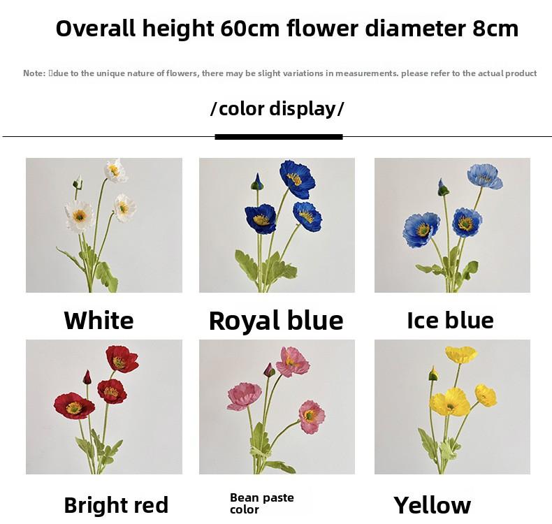 Poppies Artificial Flowers High-End Realistic Wedding Scene Arrangement Home Decoration Ornaments Artificial Silk Flowers Fake Flowers