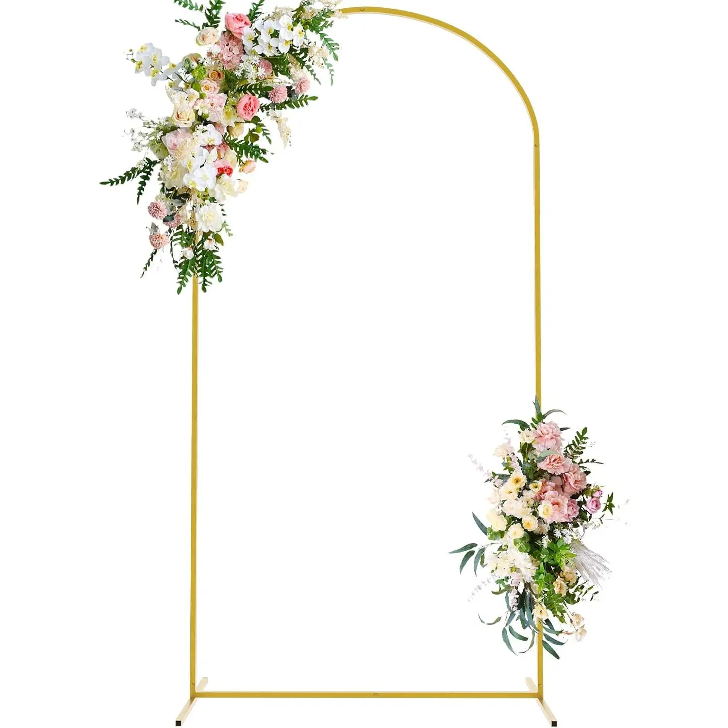 7.2 FT Wedding Arch Backdrop Stand, Gold Metal Arch Backdrop Stand for Wedding Ceremony Birthday Party Bridal Baby Shower Photo Booth Garden Floral Balloon Arches Decoration