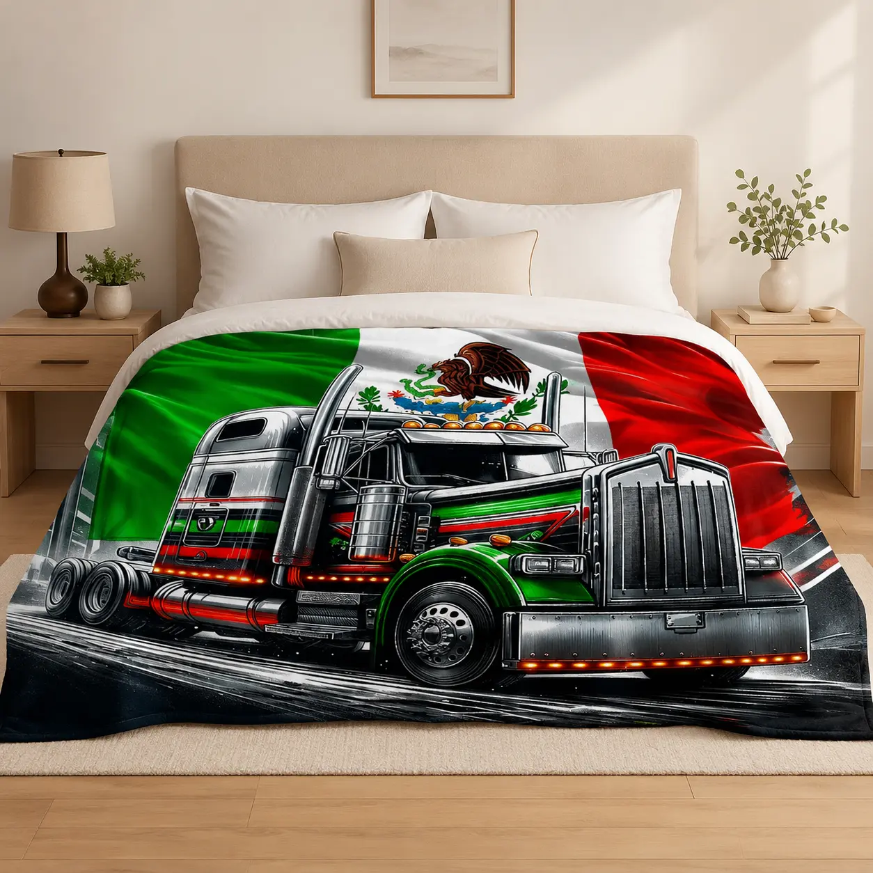 Peterbilt Truck Fleece Blanket, Soft Cozy Flannel Throw Blanket for Sofa Couch Bed, Semi Truck Driver Gift, Big Rig Truck Lover Gift, Warm Plush Travel Blanket, Christmas Halloween Birthday Gift for Men Women Kids Adults