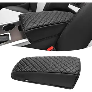 KBH Center Console Armrest Cover for Ford Edge 2011 2012 2013 2014, Durable Arm Rest Lid Cushion Pad, Vinyl Leather Trim, Anti-Scratch, Black