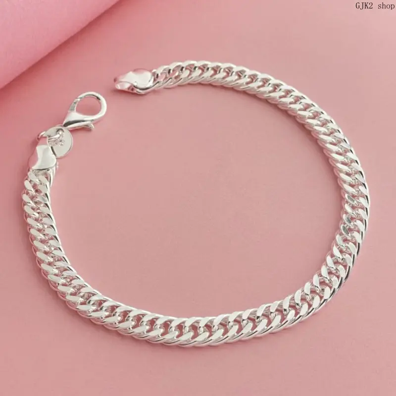 Unisex Silver Tone Cuban Link Bracelet - Solid Chain, Classic Thick Curb Chain Wrist Jewelry, Bracelets for Women, Hip Hop Look Daily Wear Gift, Stackable, Jewelry For Women, Bracelet Jewelry