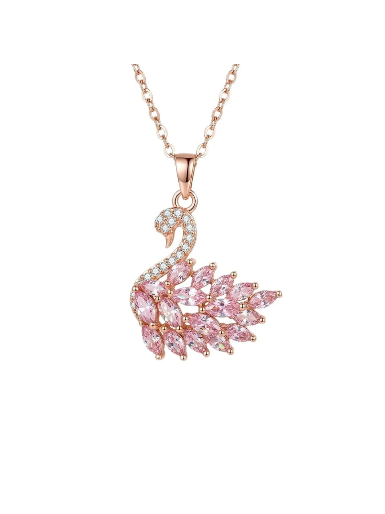 Luxury Minimalist Swan Zircon Necklace, Multi‑Color Copper Inlaid Zircon Pendant, Delicate Daily Wear Neck Jewelry for Ladies