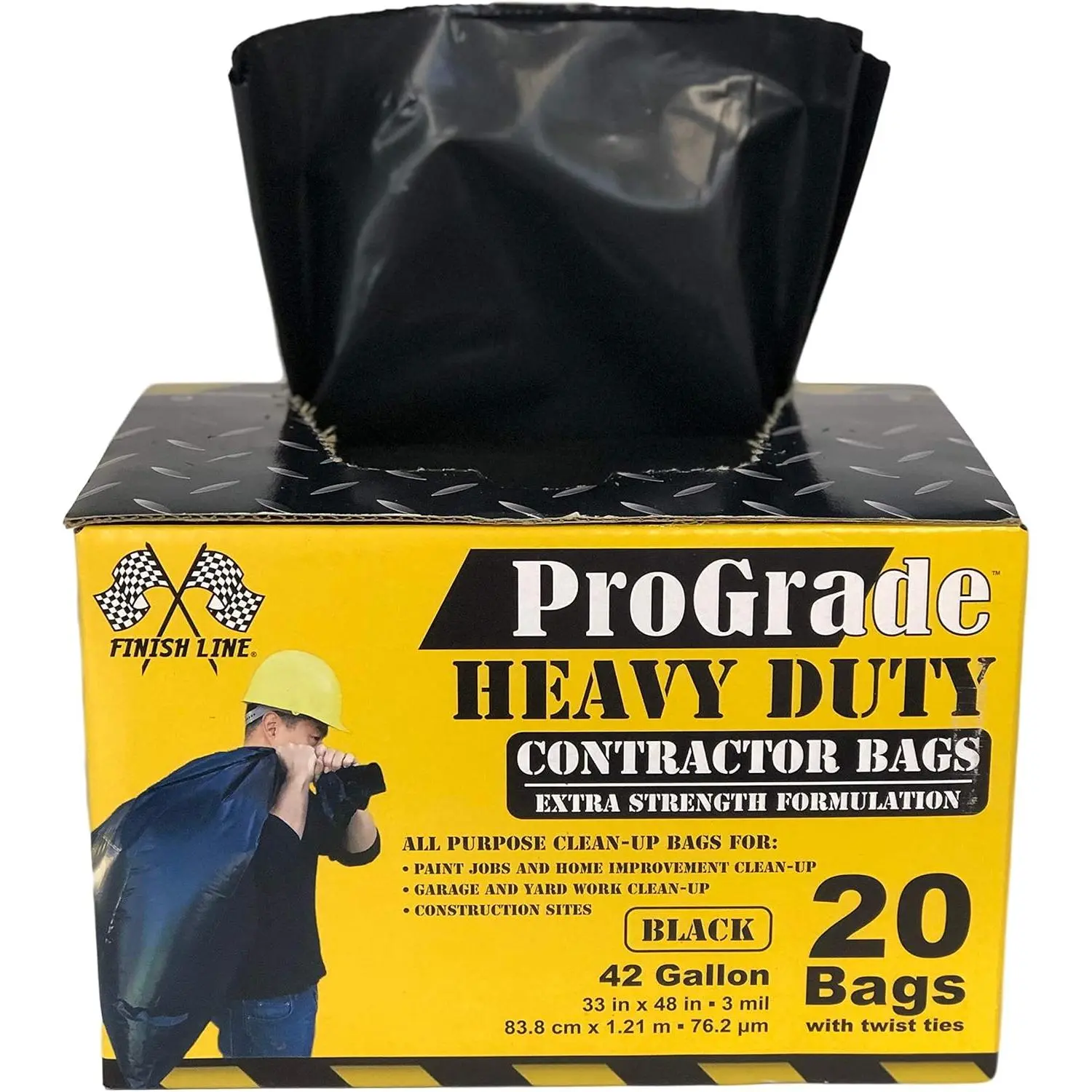 Contractor Garbage Bags 42 Gallon | 20 Trash Bags | Heavy Duty | Black Contractor