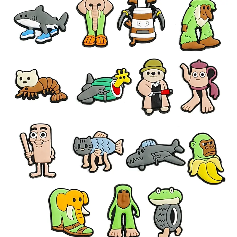 15pcs Cartoon Street Silicone Clog Charms, Bling Shoe Charms, Garden Shoe Decorations, Soft Rubber Shoe Clips, Shoe Charms Set, Holiday Party Gifts, Corc Fan Small Presents, Decorative Shoe Accessories