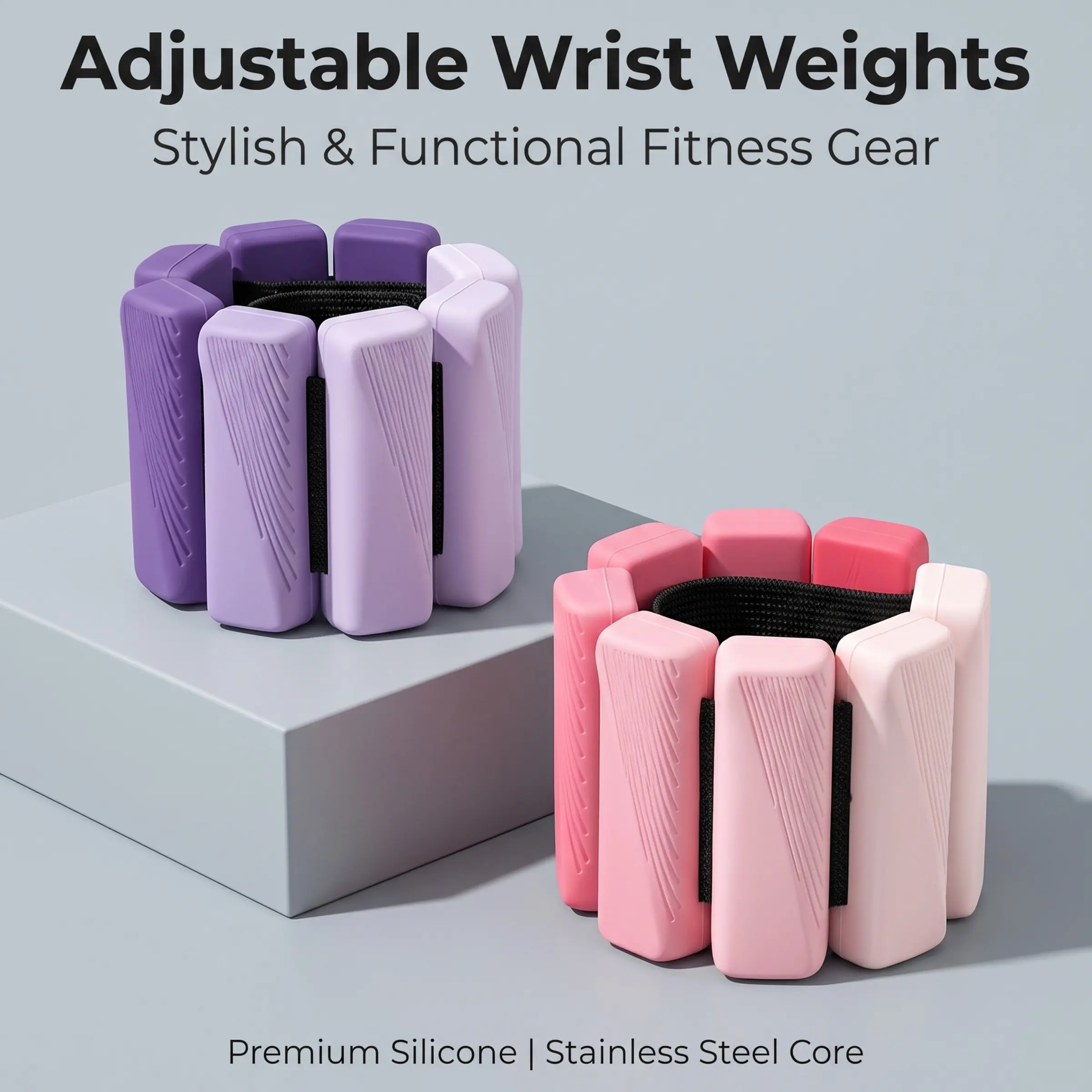 1 Pair Wrist and Ankle Weights Silicone Weighted Bracelets Stylish Adjustable Resistance Bands, Hands-Free 1/2LB Fitness Weights for Pilates Yoga Walking Workout Swimming, Comfortable Non Slip Exercise Accessories for Women Men Home Gym Travel