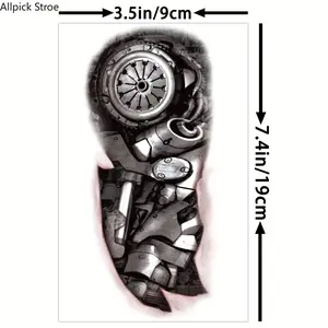 20PCS Cyberpunk Mechanical Temporary Tattoo Set, Waterproof Realistic Robot Arm Tattoo Sleeves for Men and Women, Large Biomechanical Fake Tattoos, Long Lasting Body Art Stickers for Festivals, Cosplay, Halloween, Parties and Streetwear Fashion