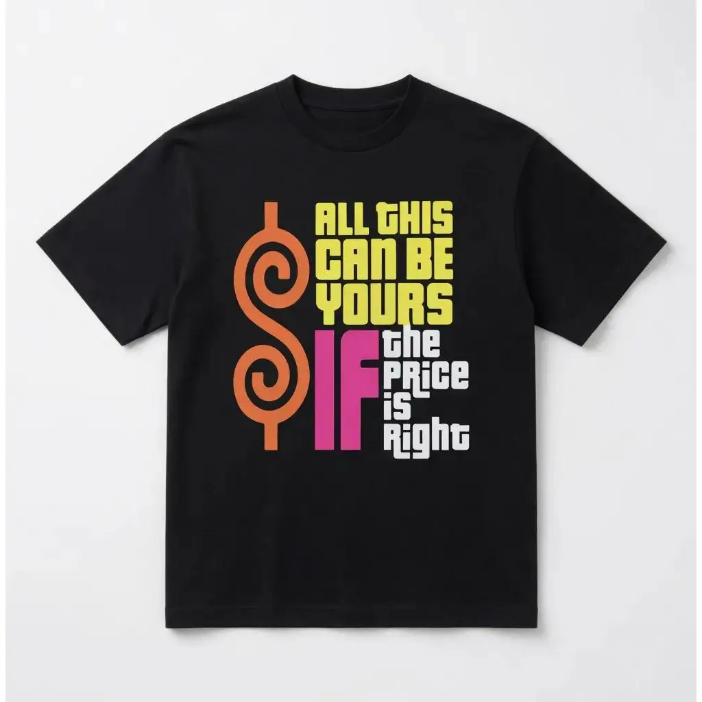 All This Can Be Yours If The Price Is Right Dollar Sign Hustle Money Mindset Graphic Tee Unisex 100% Cotton Oversized Black T-Shirt Motivational Streetwear comfort fit