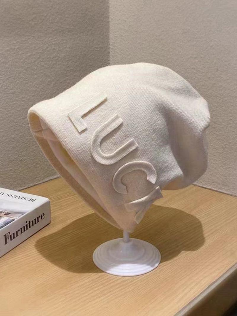 Letter Pattern Beanie Hat, Casual Thickened Ear Protection Cap for Fall & Winter, Fashion Accessories for Both Men & Women, Winter Skull Cap