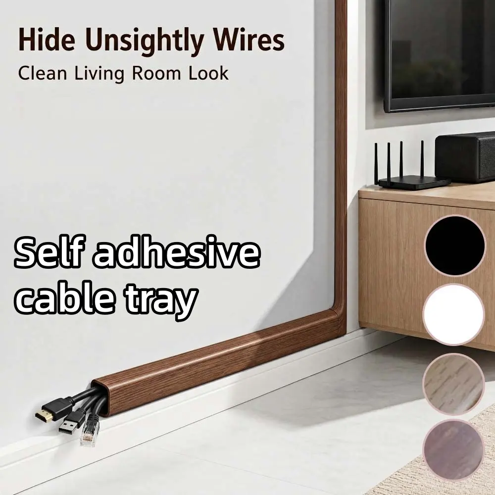 1pc 40cm Self-Adhesive PVC Wire Channel, Hidden Cable Protector, Easy Installation, Ideal for Home Office Living Room Floor Wiring Management and Decoration