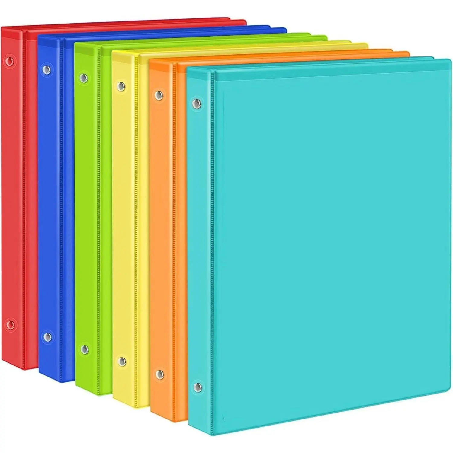 1 Inch 3 Ring Binders with 2 Interior Pockets, Holds 200 Sheets Letter Size Paper, Versatile Colored Binders for Office, Home & School, 6 Pack