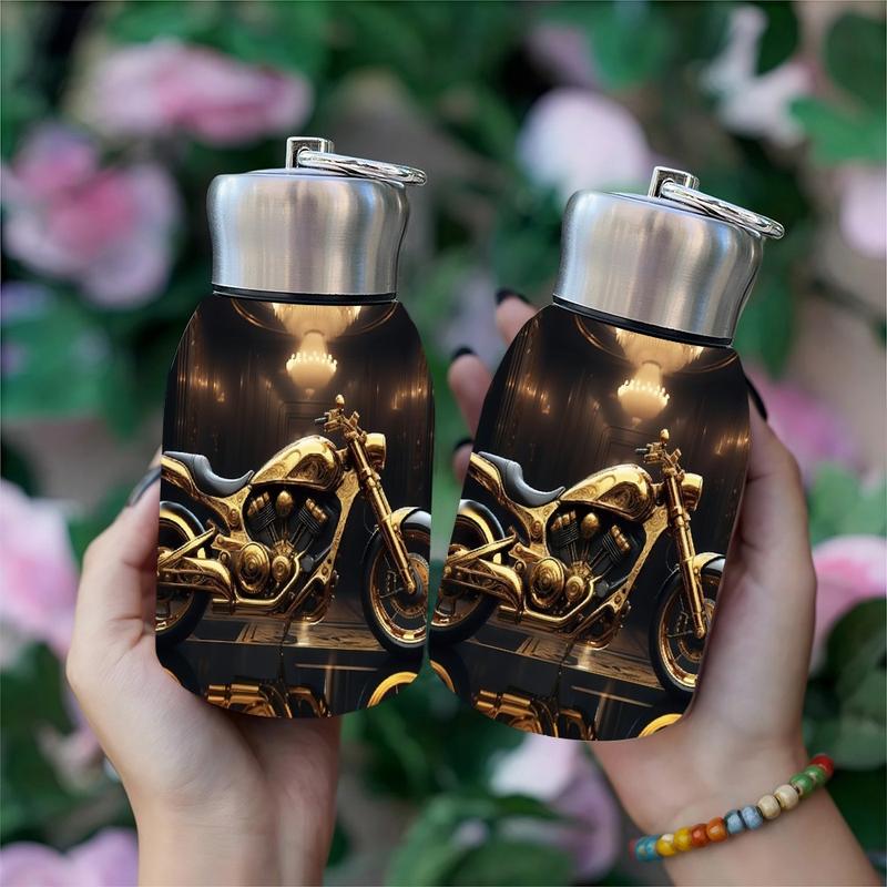 1pc 10.5oz Stainless Steel Tumbler - Leak-Proof, Insulated, Reusable, Hand Wash Only, Chic & Practical, Golden Cruiser Majesty Art Design, Perfect for Office, Camping & Holidays, Ideal Holiday Gift, Durable Drinkware, Office Essentials