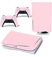 Console Skin for PS5 Slim, Vinyl Decal Cover Wrap for Digital Edition Controller (Pink)