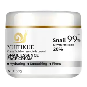 Yuitikue Snail Essence Cream, 99% Snail Mucus + 20% Hyaluronic Acid, Deep Moisture, Smooths and Tightens, 60g, Facial Care Product