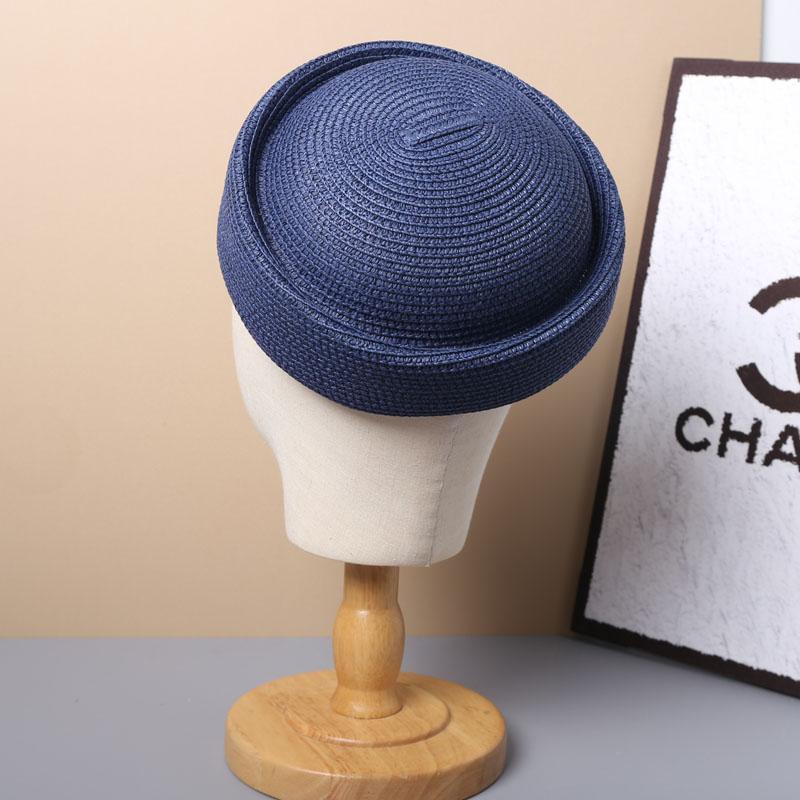 Straw Pillbox Hat Summer Beret Sun Hats Japanese Retro Weeding Fedora Hostess Fashion Millinery Fascinator Designer Painter Hat