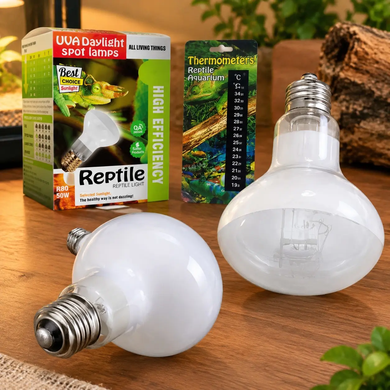 Reptile Heat Lamp 75W 2 Pack, UVA Basking Light Bulbs, Natural Daylight Terrarium Heat Lamps for Bearded Dragon, Turtle, Tortoise, Lizard, Snake, Gecko, Chicken with Temperature StripsGift