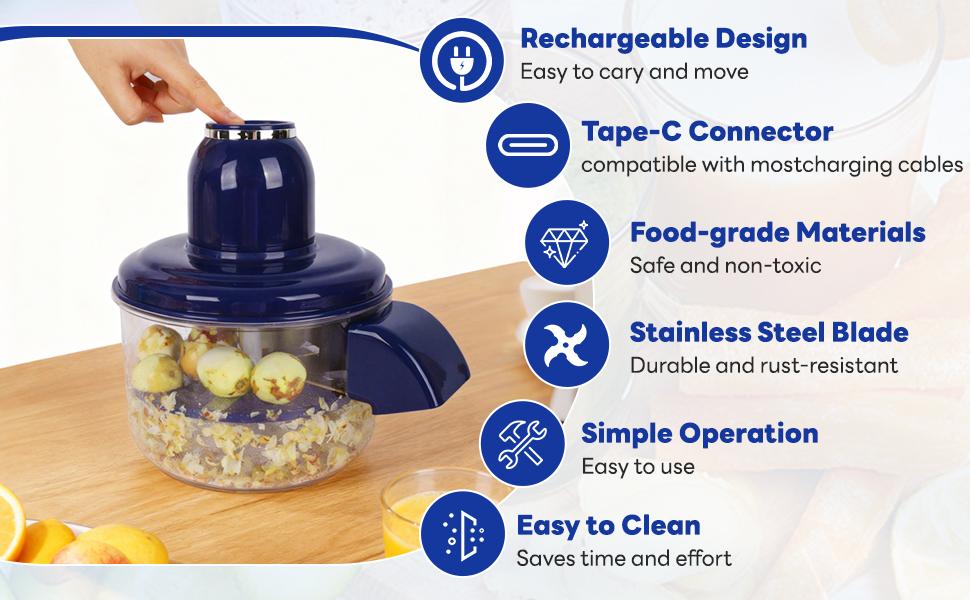 Automatic Grape Peeler Machine, Electric Garlic & Cherry Tomato Peeler Skin Remover Tool for Small Fruits, Effortless Peeling for Home Kitchen (Blue-1PC)