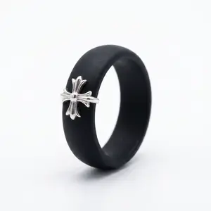 Interchangeable Cross Silicone Ring for Men & Women | Premium Finish Soft Wedding Band | Sizes 4-12