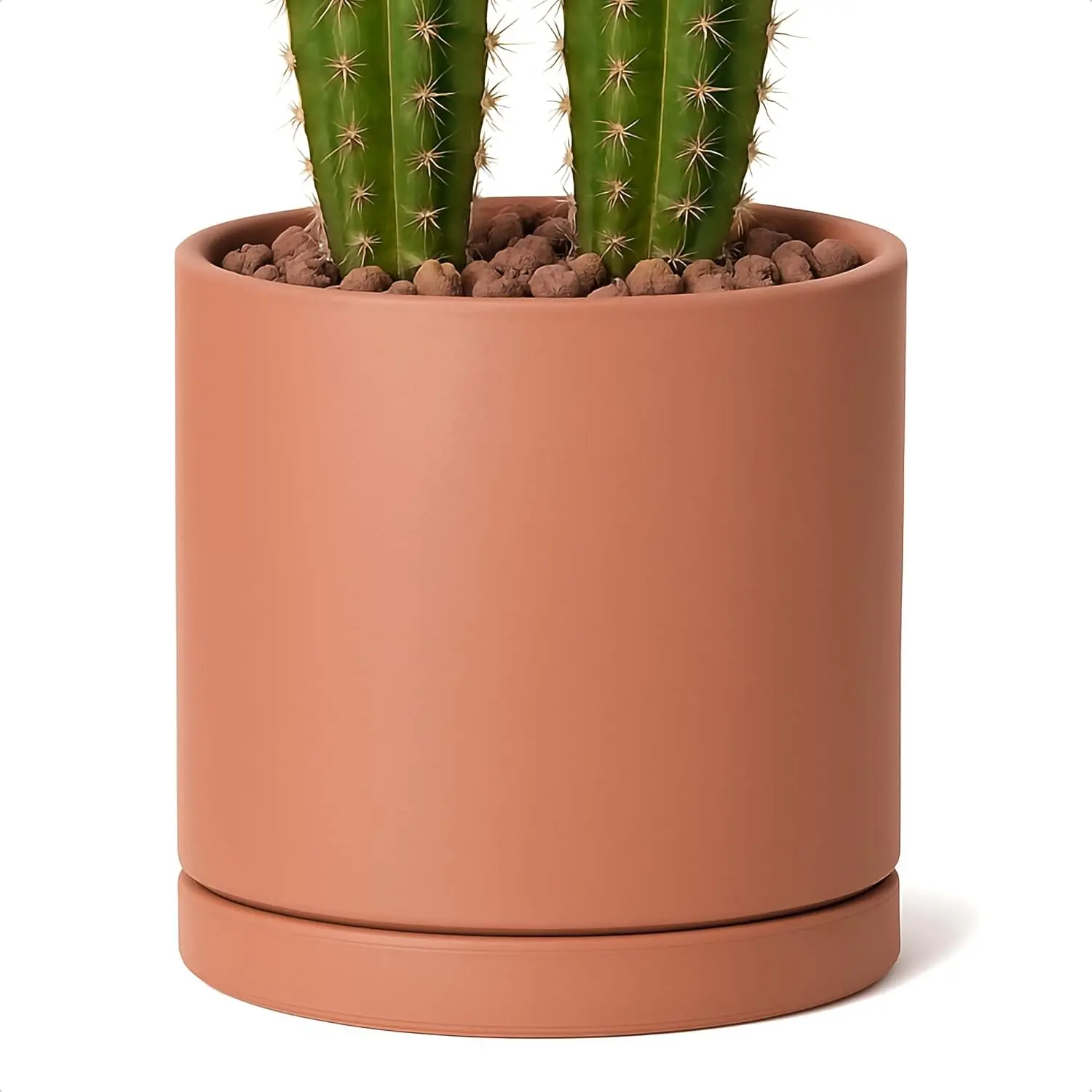Terracotta Plant Pot with Saucer, 10 Inch, 40-X-A-5 | Cylinder Shape, Timeless Style, Unglazed Terracotta, Porous & Breathable, Ideal for Succulents, Herbs, and Indoor Décor