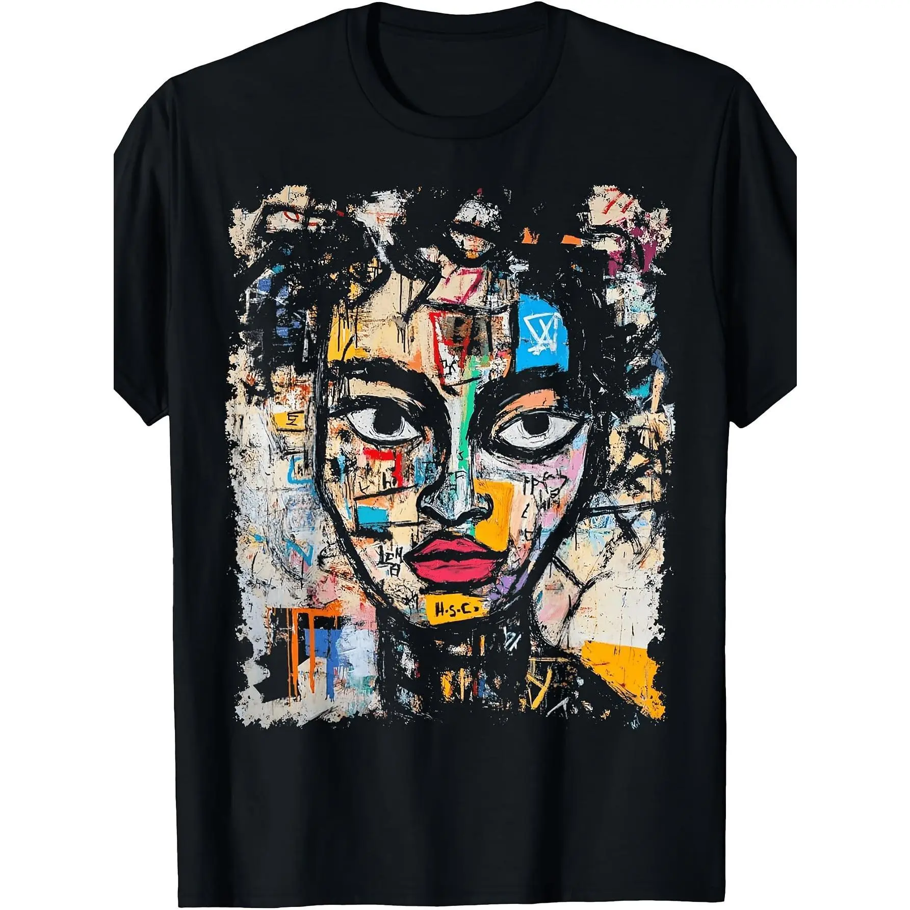 Unisex 90S Abstract Graffiti Pop Art Short-Sleeve Round-Neck Sports Top, Casual Outdoor Athletic T-Shirt, Shortsleeve