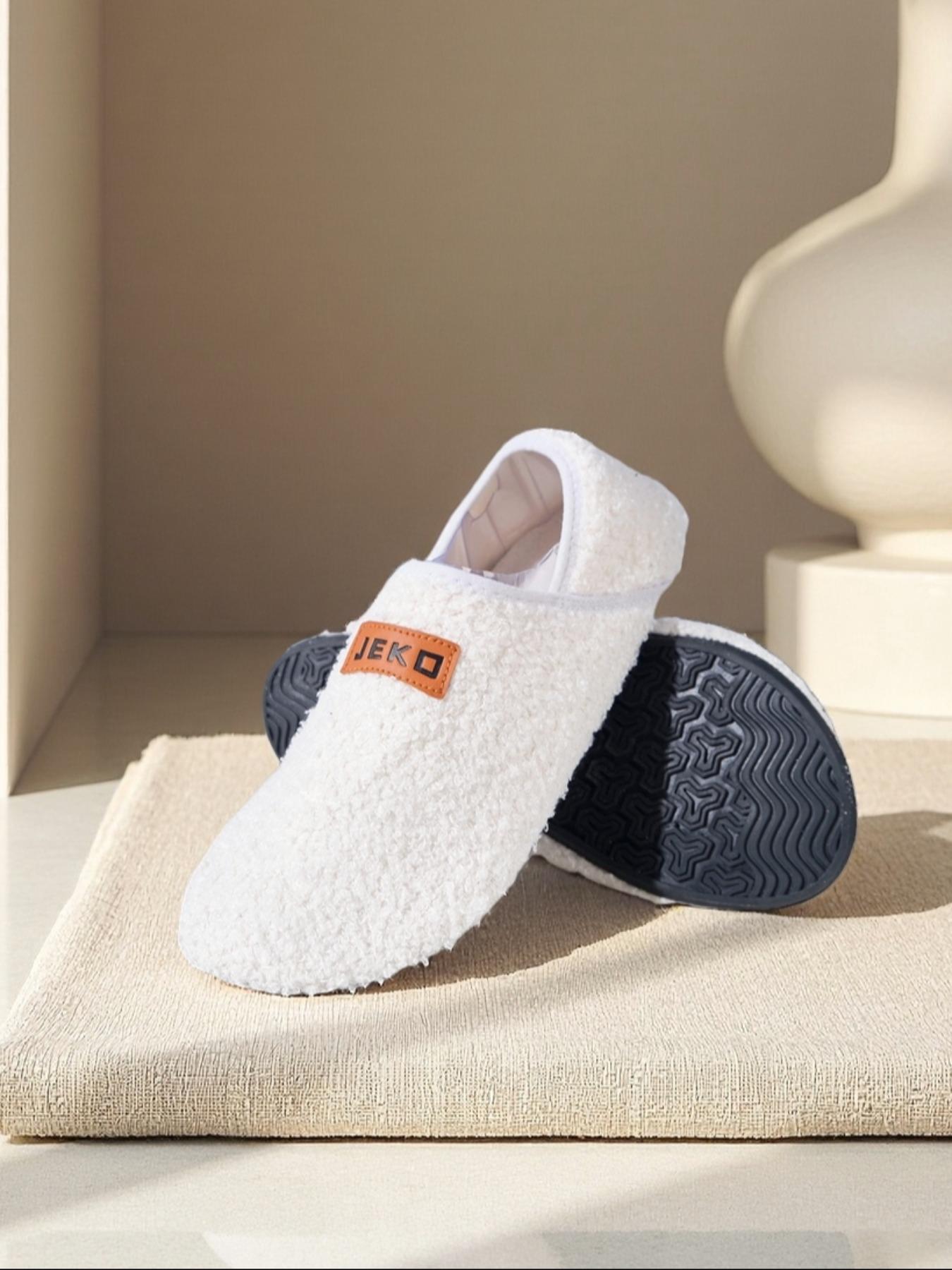 Unisex Indoor Casual Cotton Slippers, House Slippers, Comfortable Barefoot Feel, Soft Rubber Sole, Thickened Silent Shoes, Slip-On Sock Shoes, Home Sock Shoes, Warm Slippers