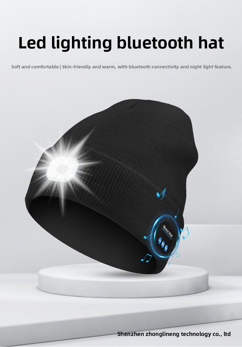 Multifunctional Wireless Bluetooth Headset LED Light-emitting Light Cap Outdoor Warm Lighting Knitted Hat