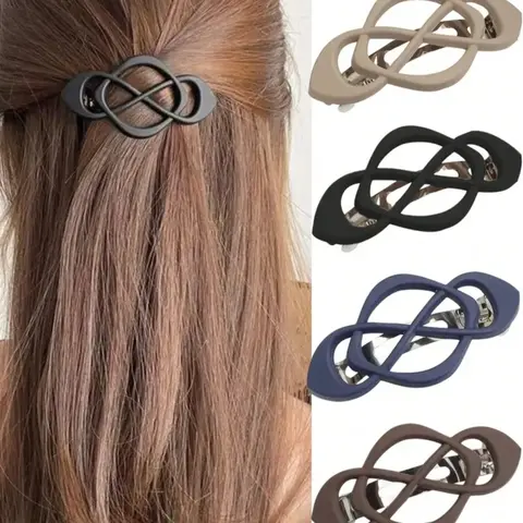4-Pack Vintage French Hair Barrettes for Women, Stylish Flat Hair Clips for Thick or Thin Hair, Elegant Updo Accessories for Daily Wear & Styling, Flat Claw Clips, Fashion Hair Accessories