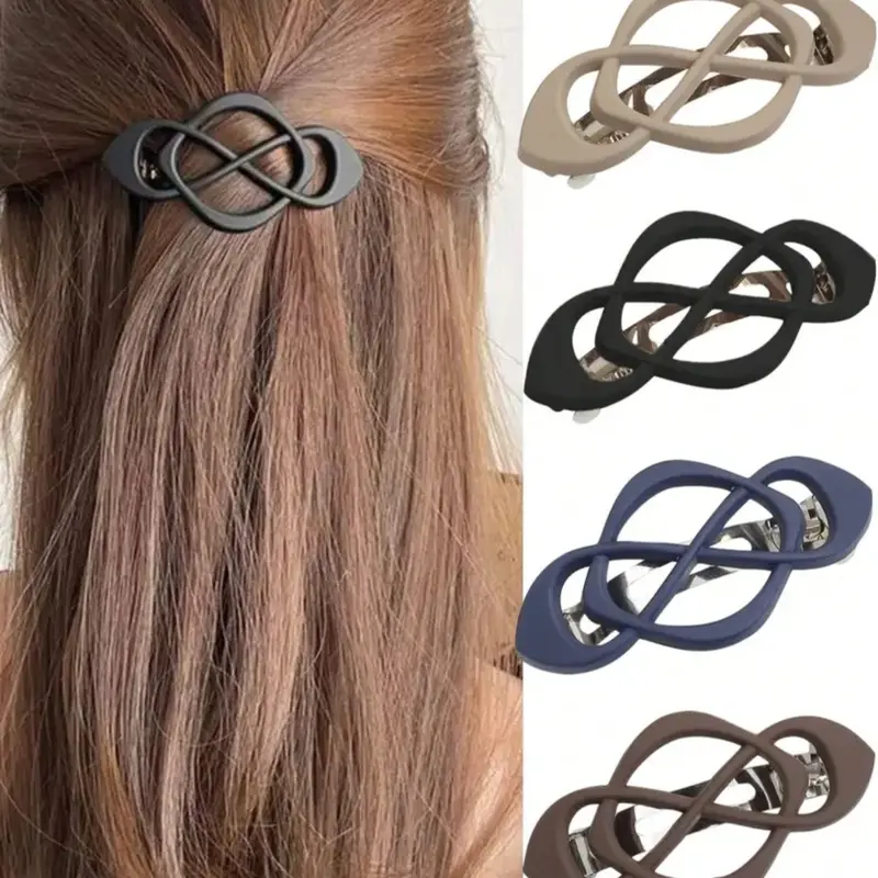 4-Pack Vintage French Hair Barrettes for Women, Stylish Flat Hair Clips for Thick or Thin Hair, Elegant Updo Accessories for Daily Wear & Styling, Flat Claw Clips, Fashion Hair Accessories