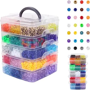 6000 count Pony Beads Bulk, 30 Colors Plastic Bead for Creating Bracelets Crafts Hair Beads Kandi Friendship  DIY Making, Craft Days Gifts, Boxed Easy to Store (30  Colors)