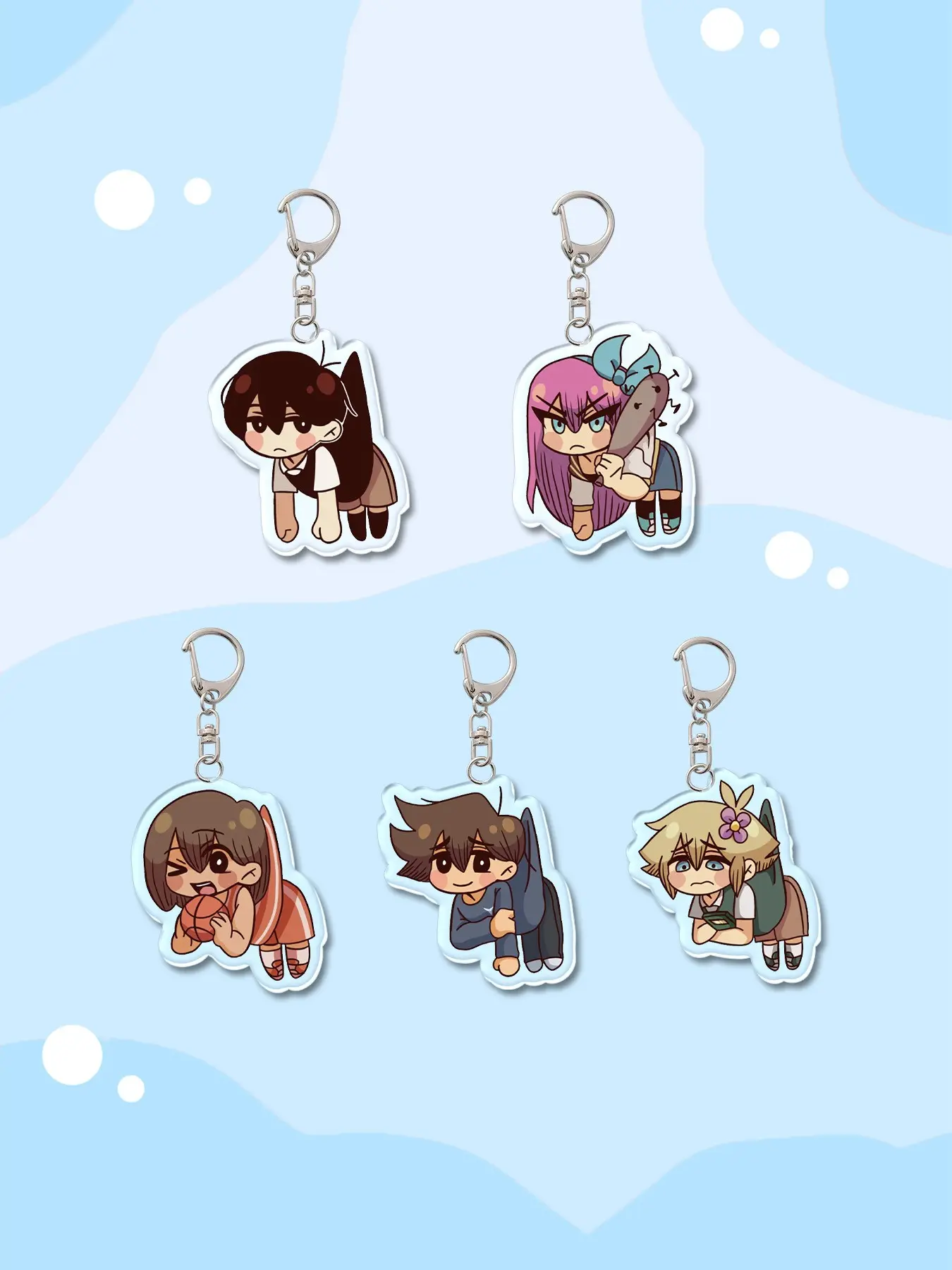 5-Pack New Acrylic Keychains Hanging Up Omori Anime Character Theme, Cute Cartoon Animal Design, All-Season Accessory, Perfect Gift for Friends